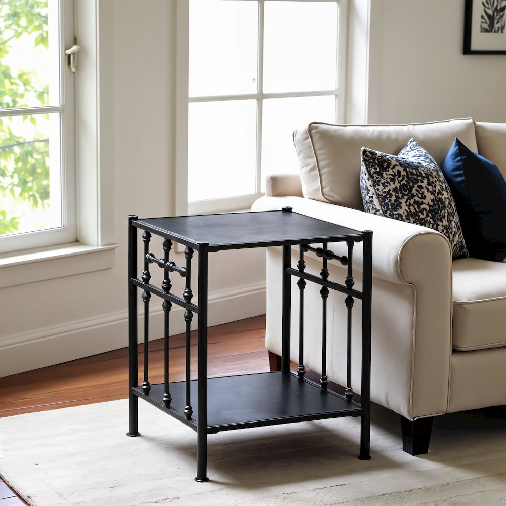 Black Metal Nightstand – Stylish Metal Side Table for Bedroom or Living Room. Picture 8