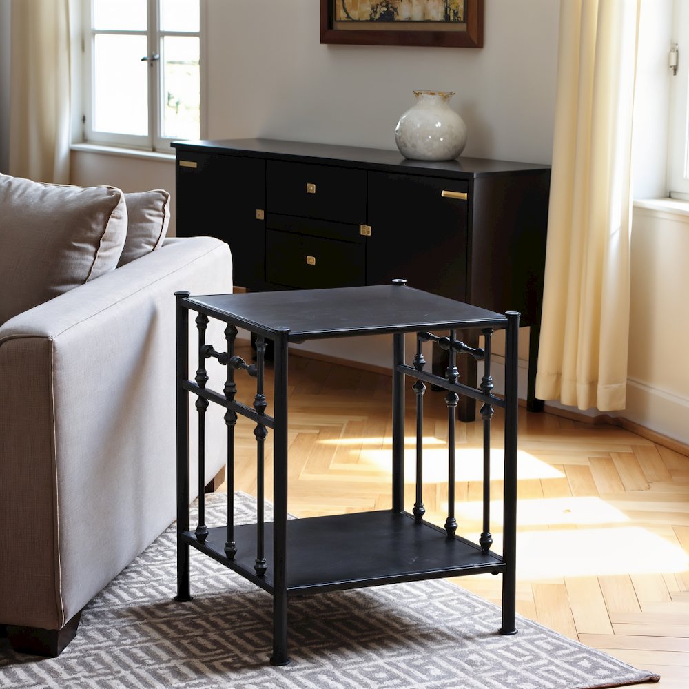 Black Metal Nightstand – Stylish Metal Side Table for Bedroom or Living Room. Picture 9
