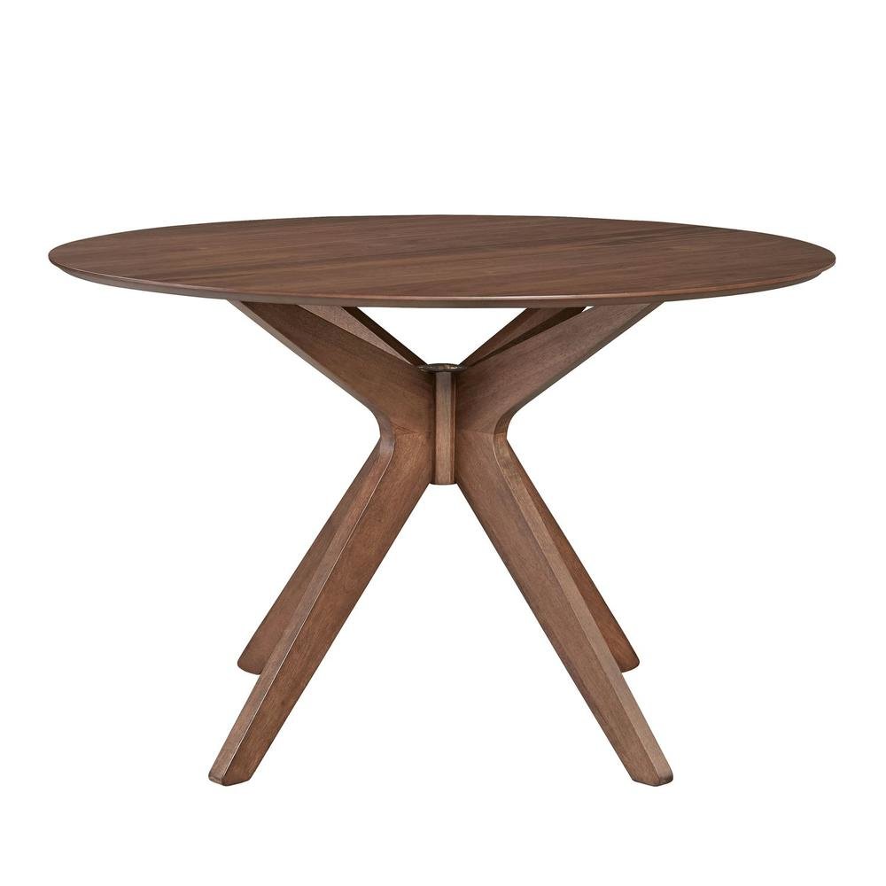 Brown Round Pedestal Dining Table – Elegant Dining Table for 4 Persons. Picture 1