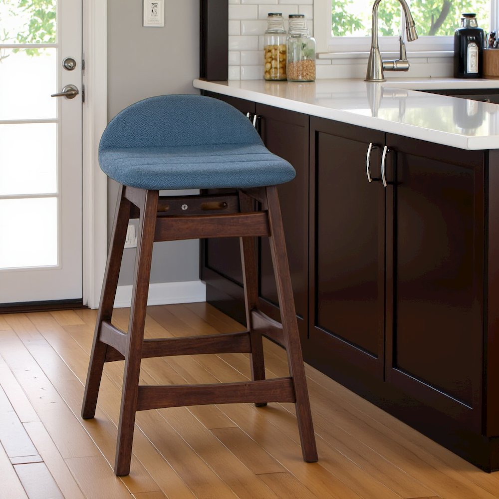 Brown Wooden Counter Height Chair with Back – Stylish Bar Stools for Kitchen. Picture 7