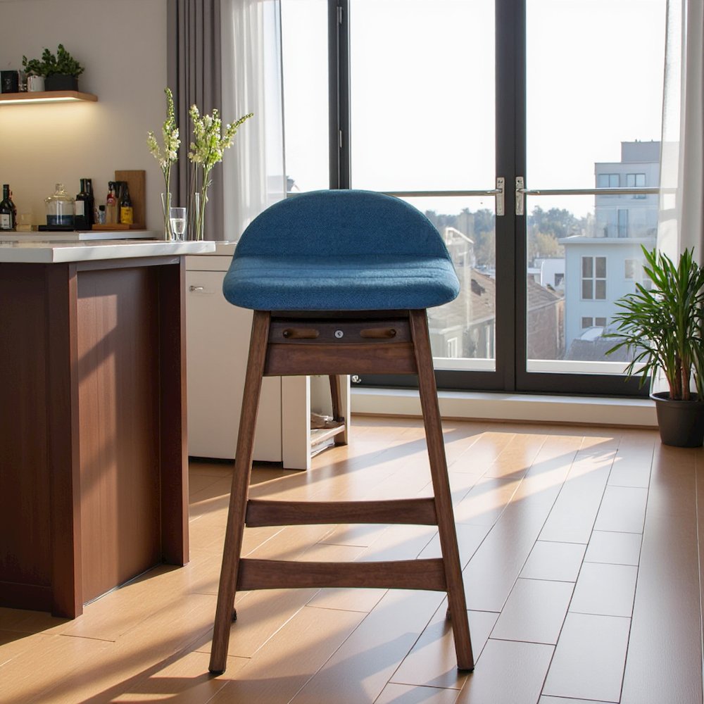 Brown Wooden Counter Height Chair with Back – Stylish Bar Stools for Kitchen. Picture 8