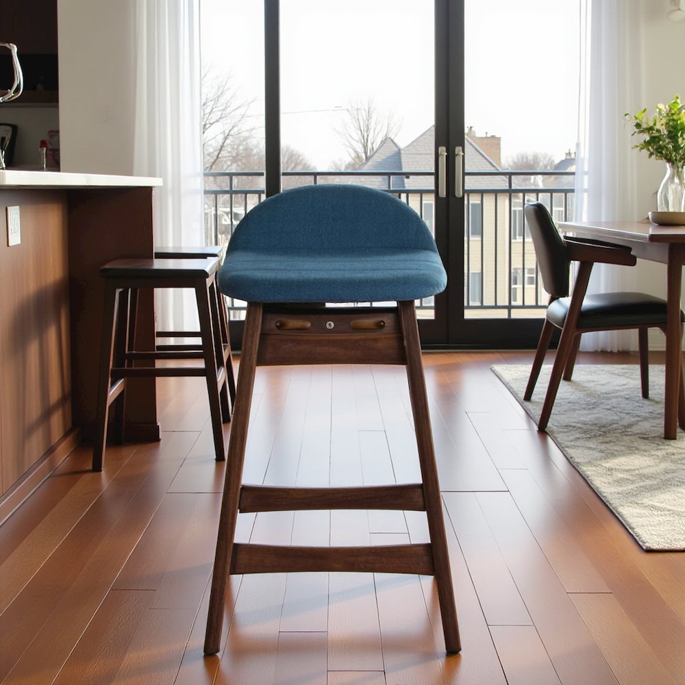 Brown Wooden Counter Height Chair with Back – Stylish Bar Stools for Kitchen. Picture 9