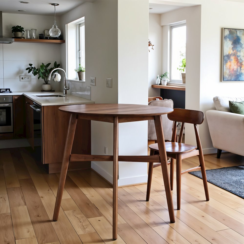 Brown Round Dining Table – Elegant Small Round Kitchen Table for Any Space. Picture 6
