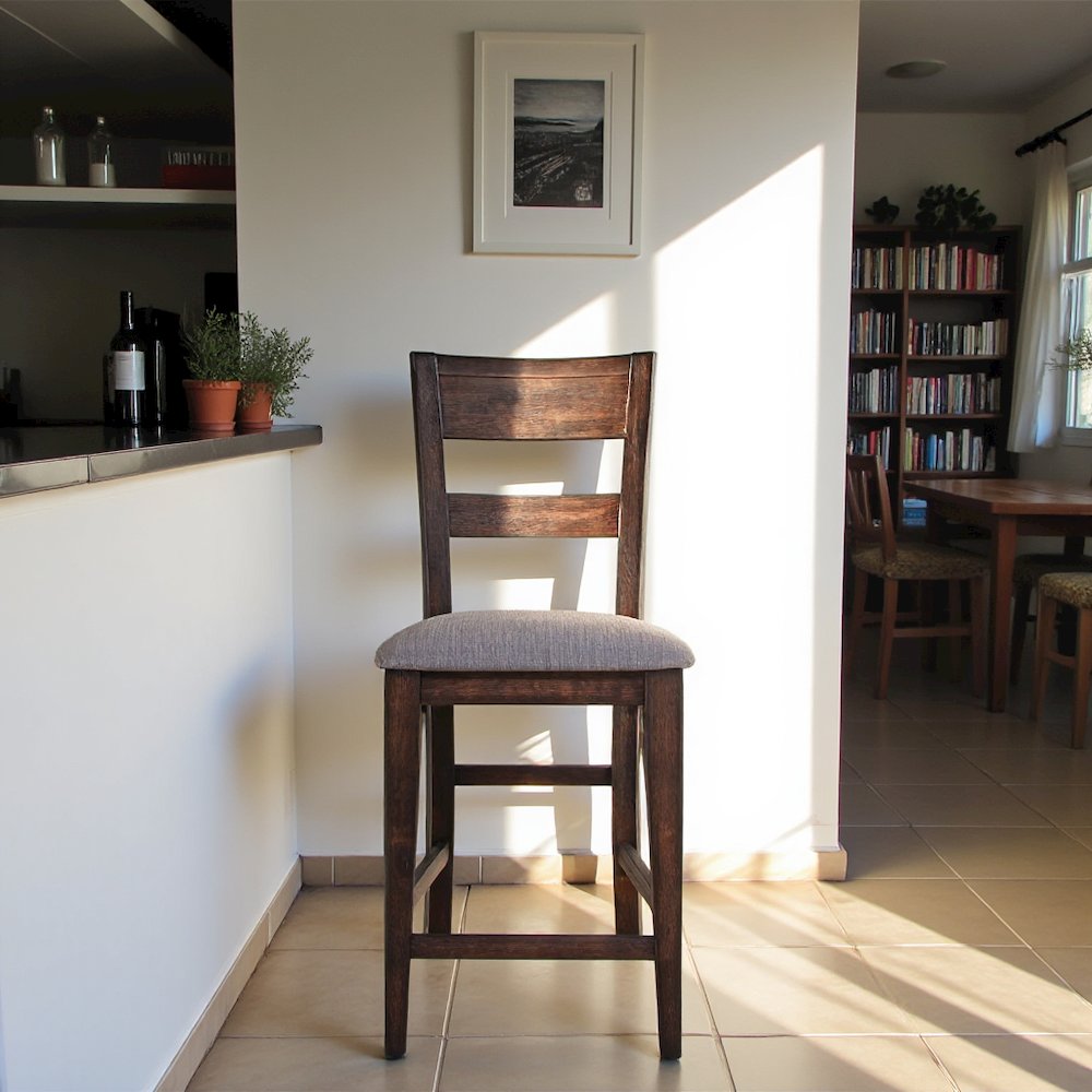 Brown Wooden Counter Height Chairs – Bar Stools with Back for Kitchens. Picture 3