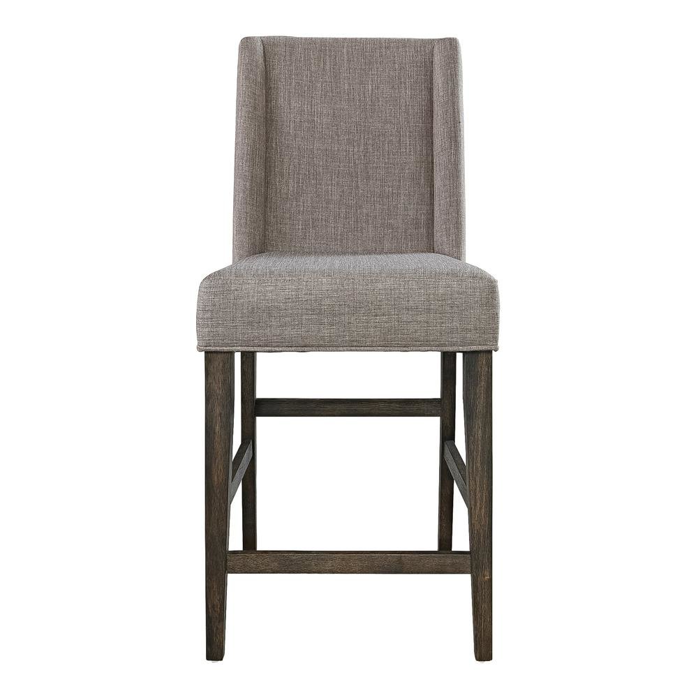 Brown Upholstered Counter Height Chairs – Wooden Bar Stools with Back. Picture 2