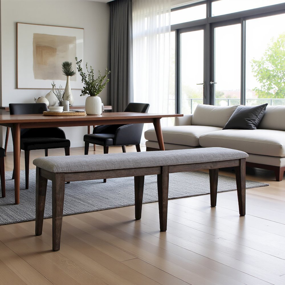 Brown Dining Bench – Solid Wood Bench for Dining Table with Storage. Picture 4