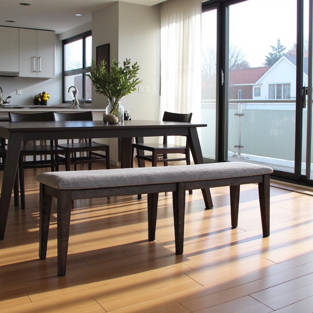 Brown Dining Bench – Solid Wood Bench for Dining Table with Storage. Picture 6