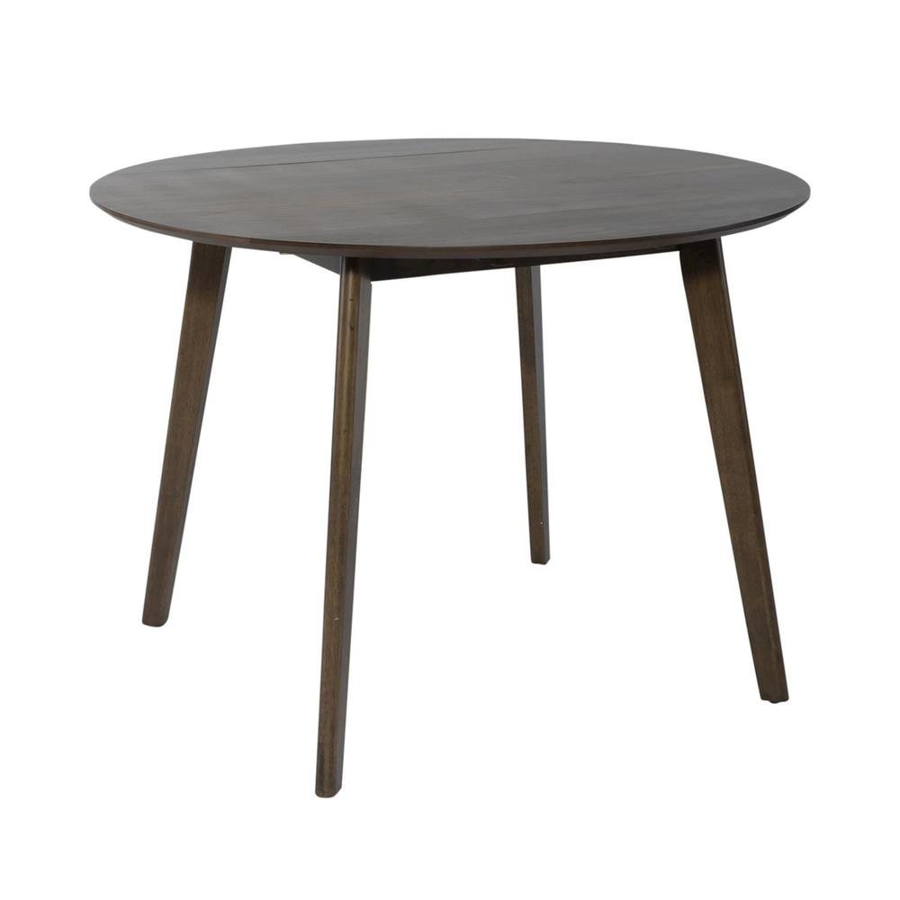 Round Dining Table with Drop Leaves – Small Round Kitchen Table in Brown. Picture 4