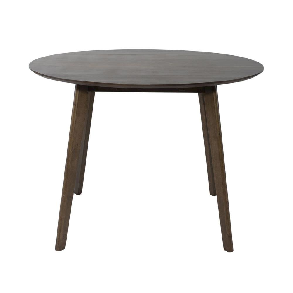Round Dining Table with Drop Leaves – Small Round Kitchen Table in Brown. Picture 1