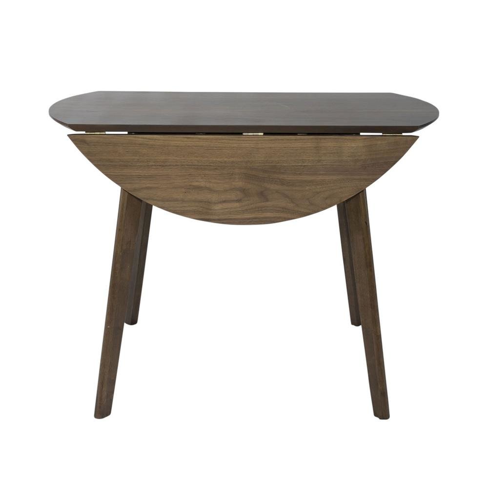 Round Dining Table with Drop Leaves – Small Round Kitchen Table in Brown. Picture 2