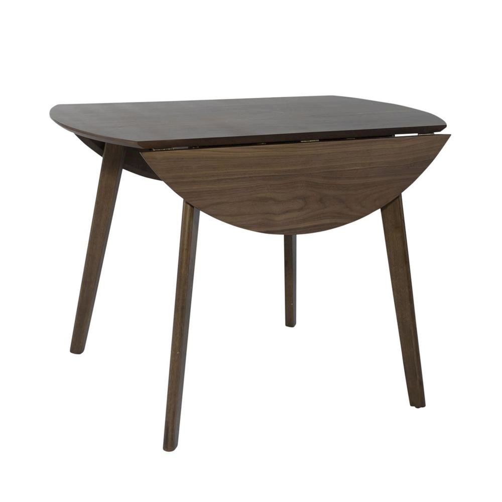 Round Dining Table with Drop Leaves – Small Round Kitchen Table in Brown. Picture 3