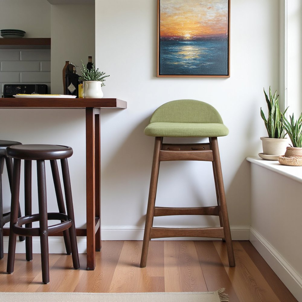 24 Inch Wooden Counter Chair with Back, Solid Wood Counter Stools. Picture 8