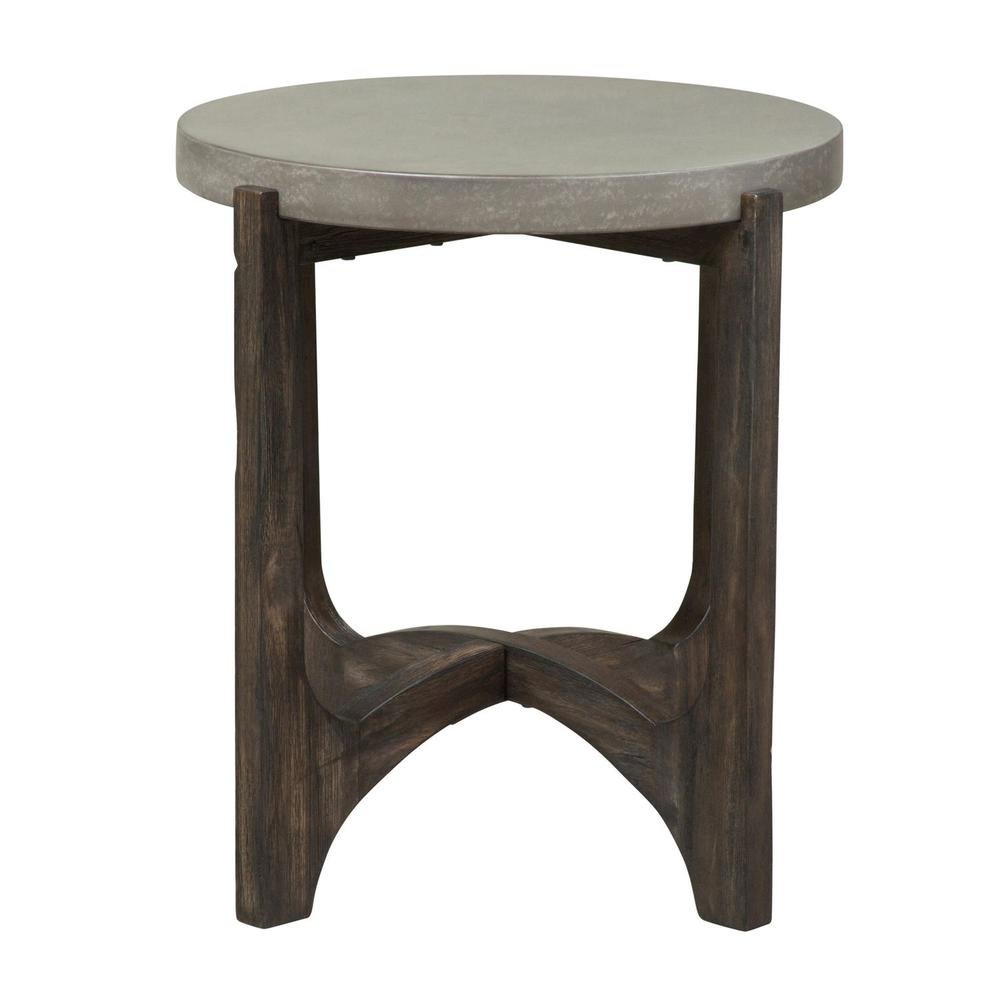 Farmhouse End Table, Brown Eucalyptus & Birch with Concrete Composite Top. Picture 2