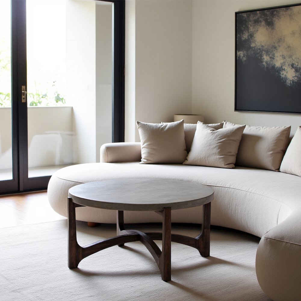 Brown Round Cocktail Table – Stylish Living Room Center Table for Living Room. Picture 8