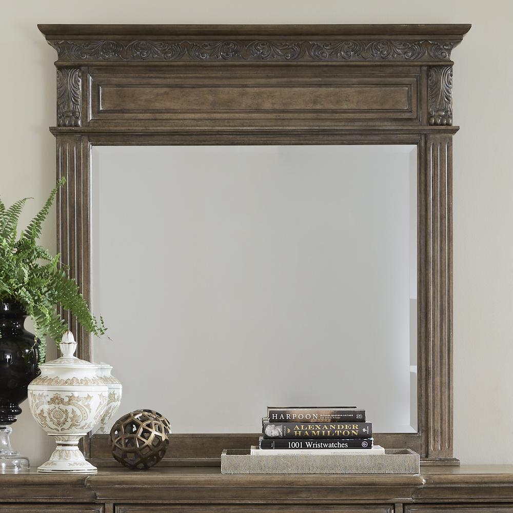 Landscape Mirror Traditional Brown in Chestnut Finish w/ Dusty Wax. Picture 2