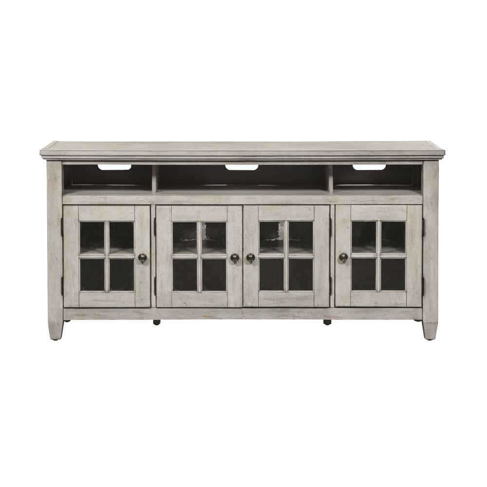 Heartland Entertainment TV Stand in Antique White w/ Tobacco Top. Picture 3