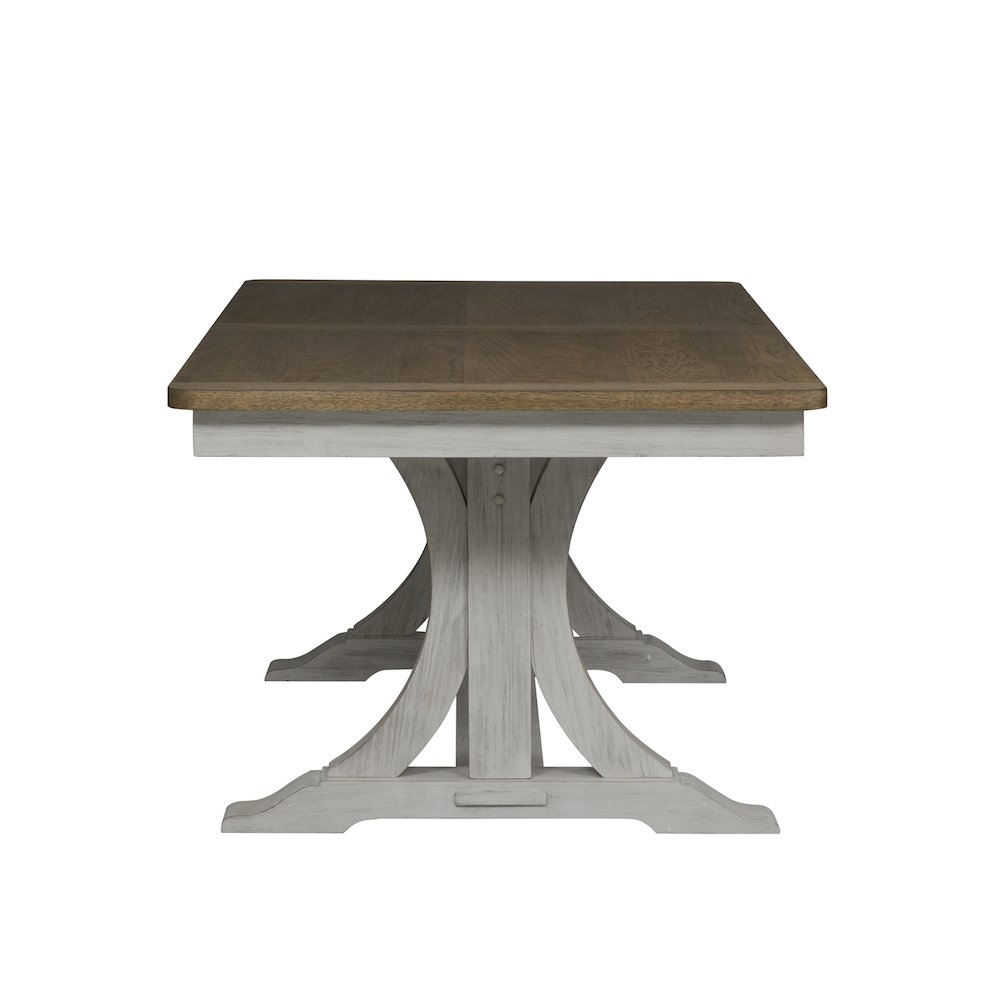 Trestle Table in Rubberwood Solids with Hickory & Pine Veneers. Picture 4