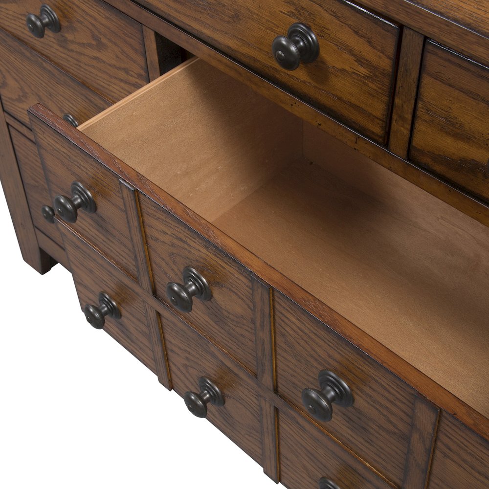 Queen Sleigh Bed, Dresser & Mirror in Rubberwood Solids & Oak Veneers. Picture 6