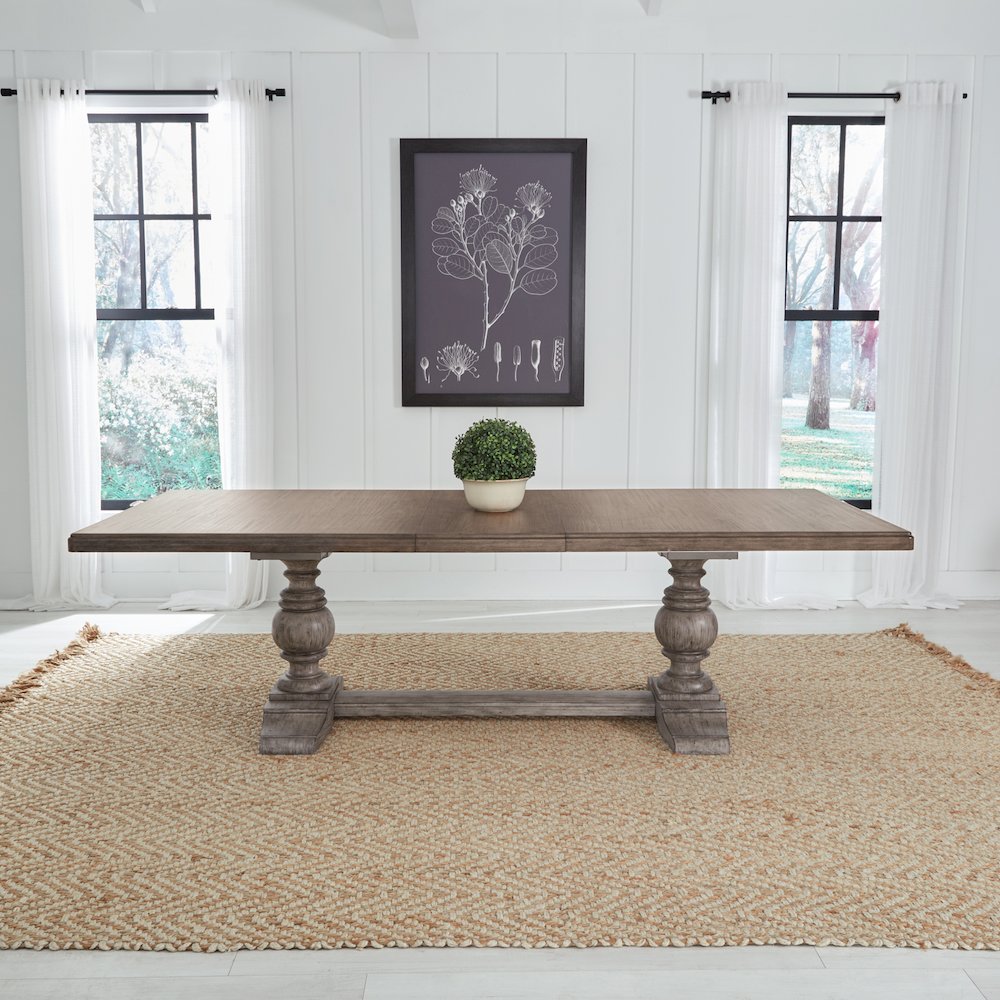 River Place Trestle Table Set in Pine Solids & Veneers. Picture 11