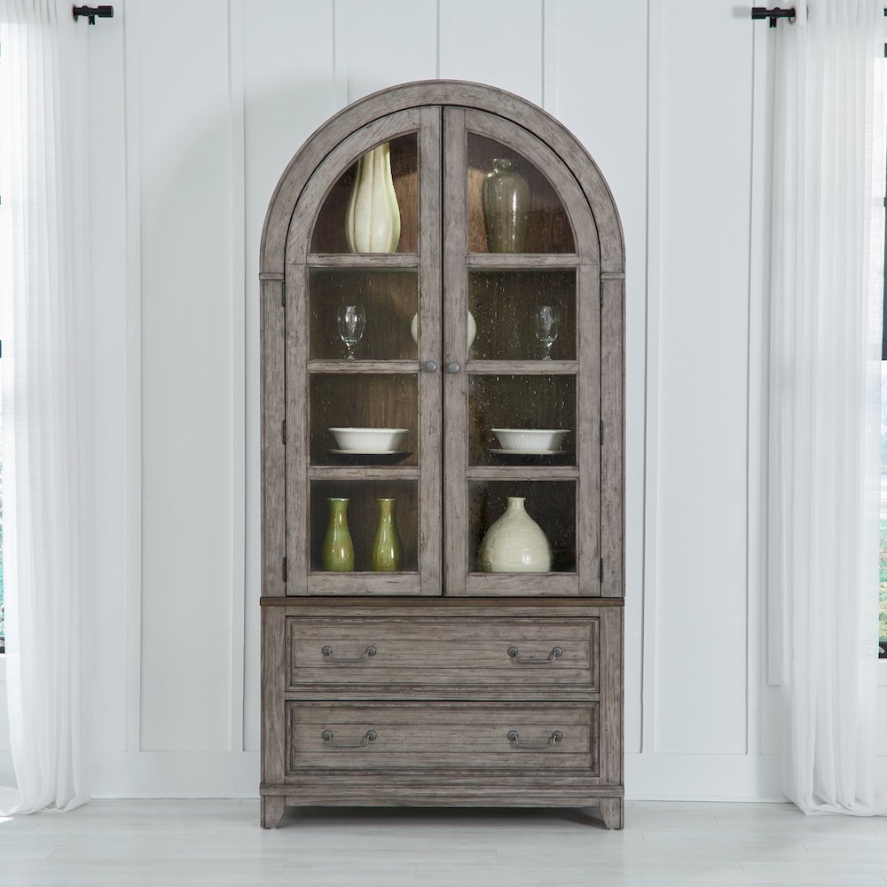 River Place River Place Curio Cabinet - Riverstone Gray & Tobacco. Picture 1