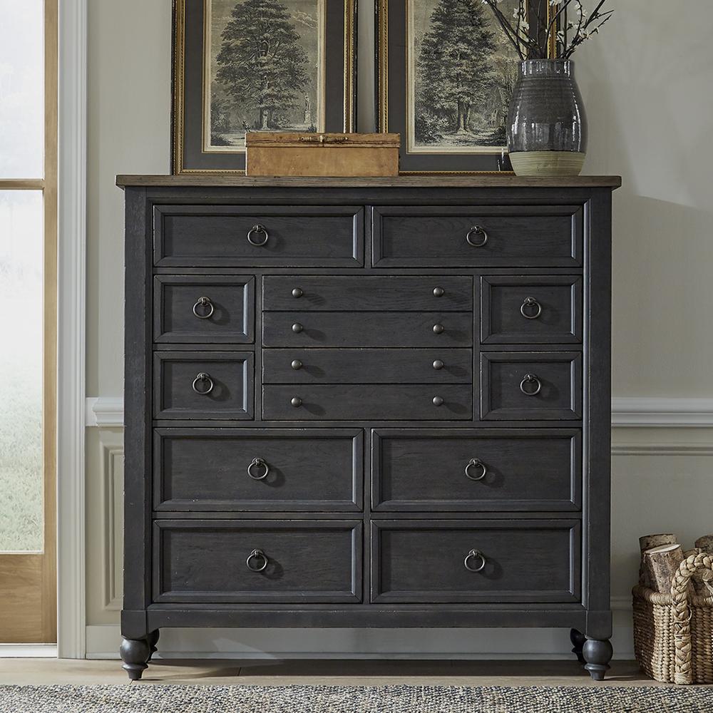 12 Drawer Chesser - Black Traditional Multi in Dusty Taupe. Picture 2