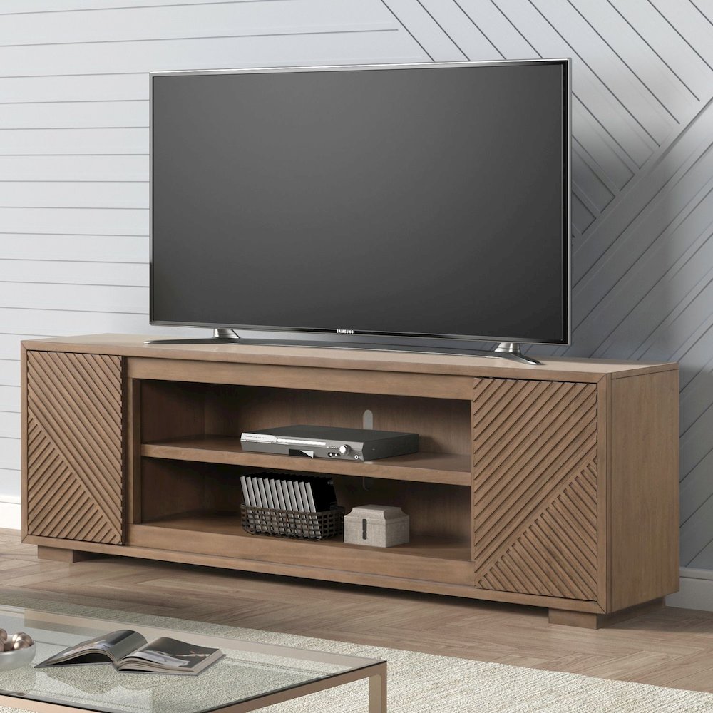 Easton Entertainment Stand 84 Inch TV Console  - Urban Bronze Poplar Wood. Picture 2