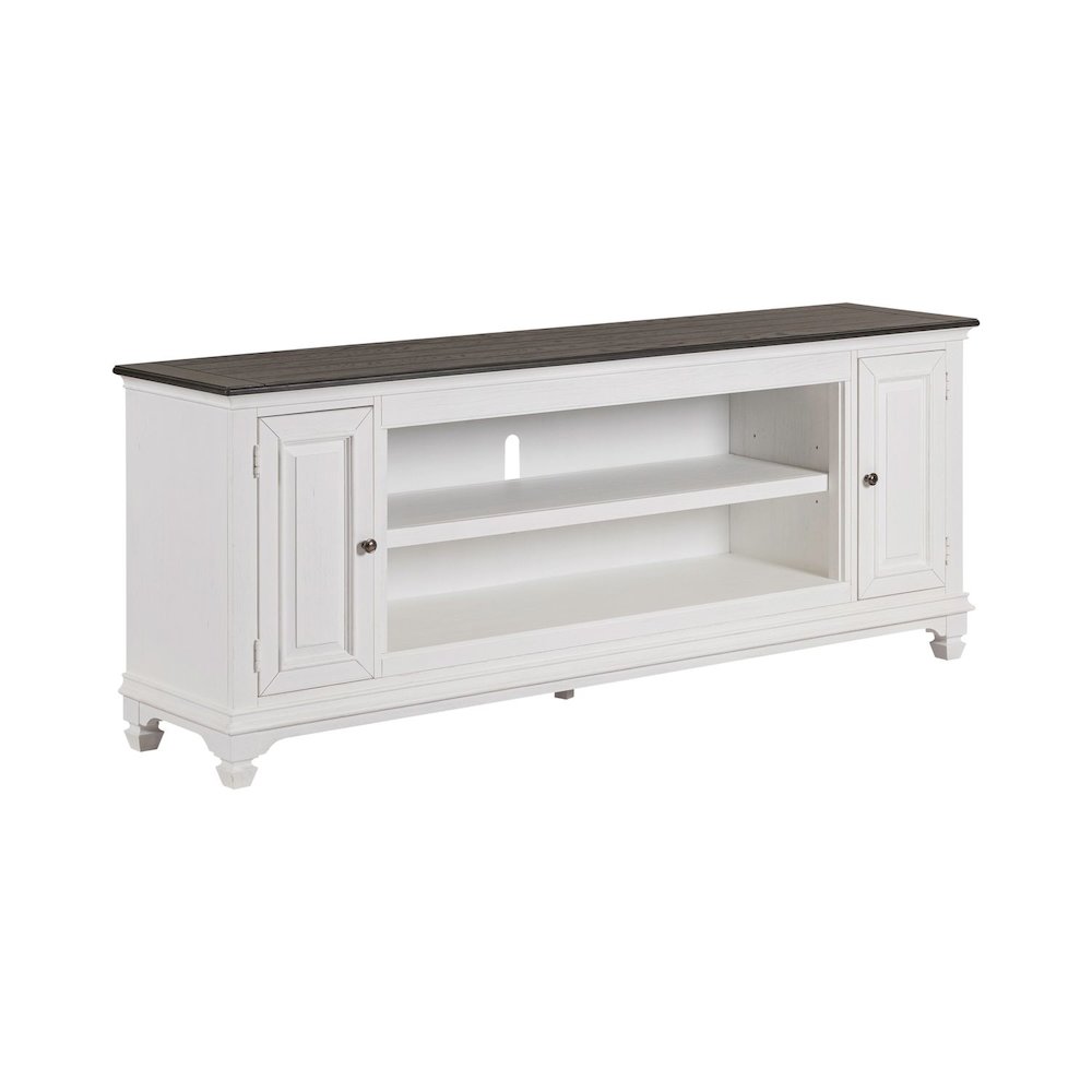 Allyson Park 80 Inch TV Console  - Wirebrushed White with Charcoal Tops. Picture 8