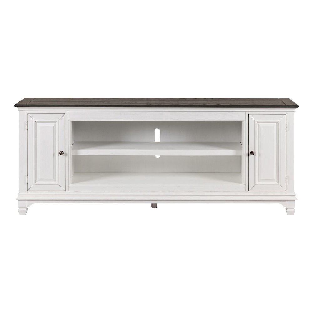 Allyson Park 80 Inch TV Console  - Wirebrushed White with Charcoal Tops. Picture 1