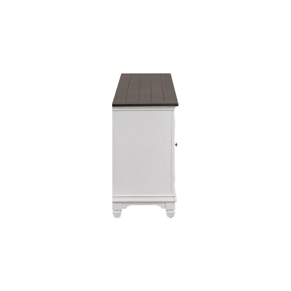 Allyson Park 80 Inch TV Console  - Wirebrushed White with Charcoal Tops. Picture 2