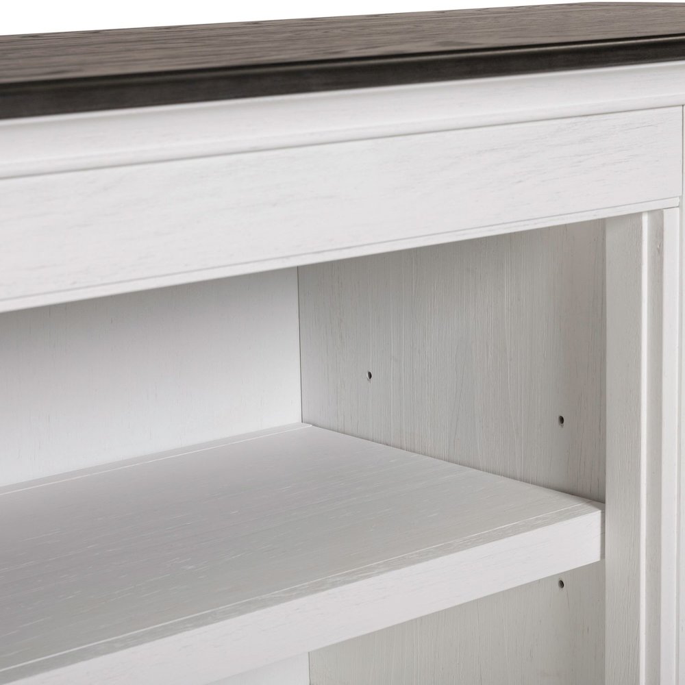 Allyson Park 80 Inch TV Console  - Wirebrushed White with Charcoal Tops. Picture 7