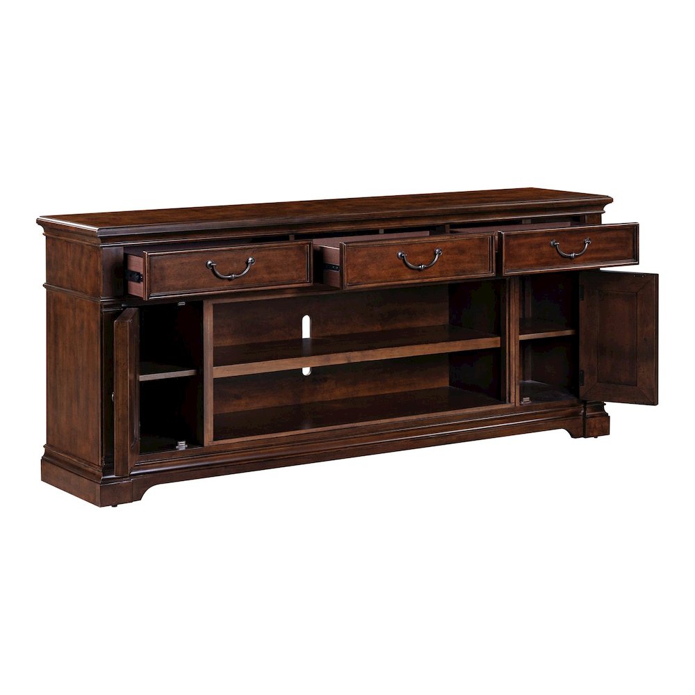 Arden Road 84 Inch TV Console for Living Room  - Satin Cherry. Picture 4