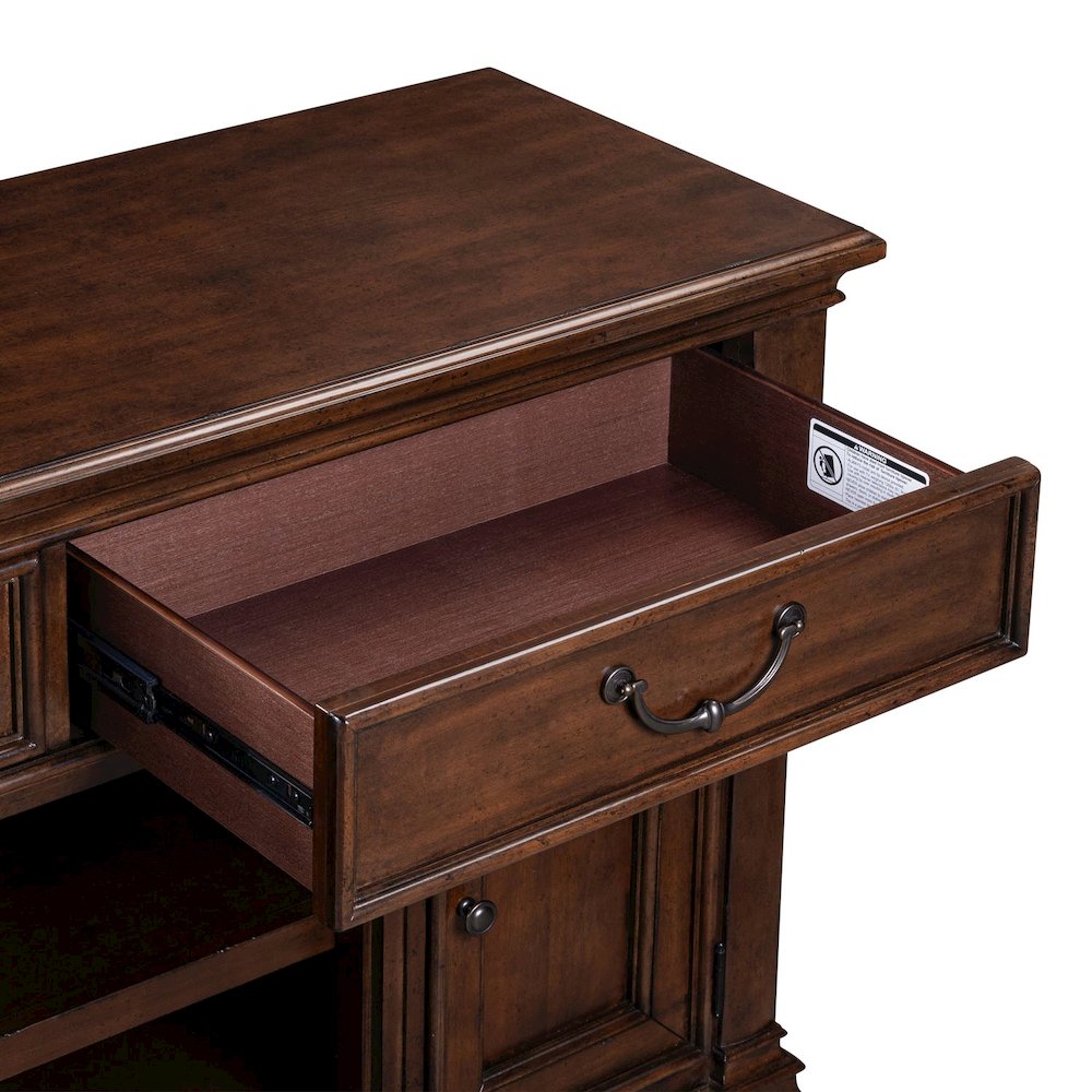 Arden Road 84 Inch TV Console for Living Room  - Satin Cherry. Picture 6