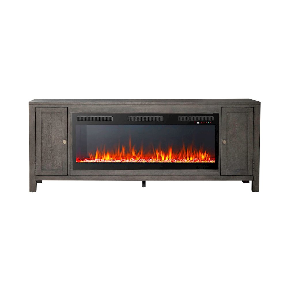 Heated LED Fireplace TV Consoles 78 Inch - Dusty Charcoal with Heavy Distressing. Picture 7