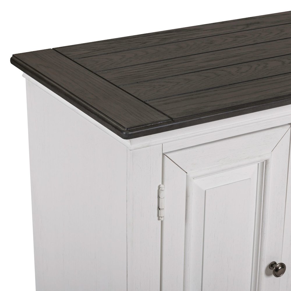 Heated LED Fireplace TV Consoles 80 Inch - Wirebrushed White with Charcoal Tops. Picture 5