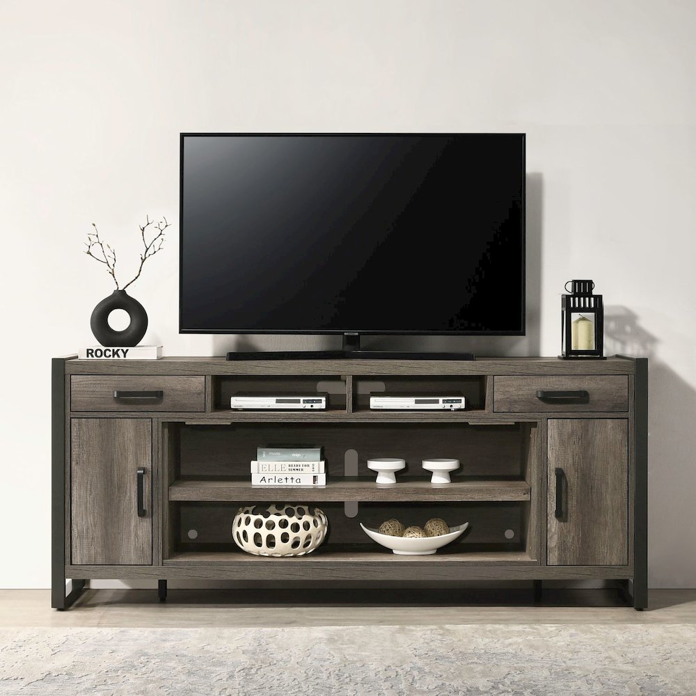Tanners Creek Heated LED Fireplace TV Consoles 78 Inch - Graystone. Picture 8