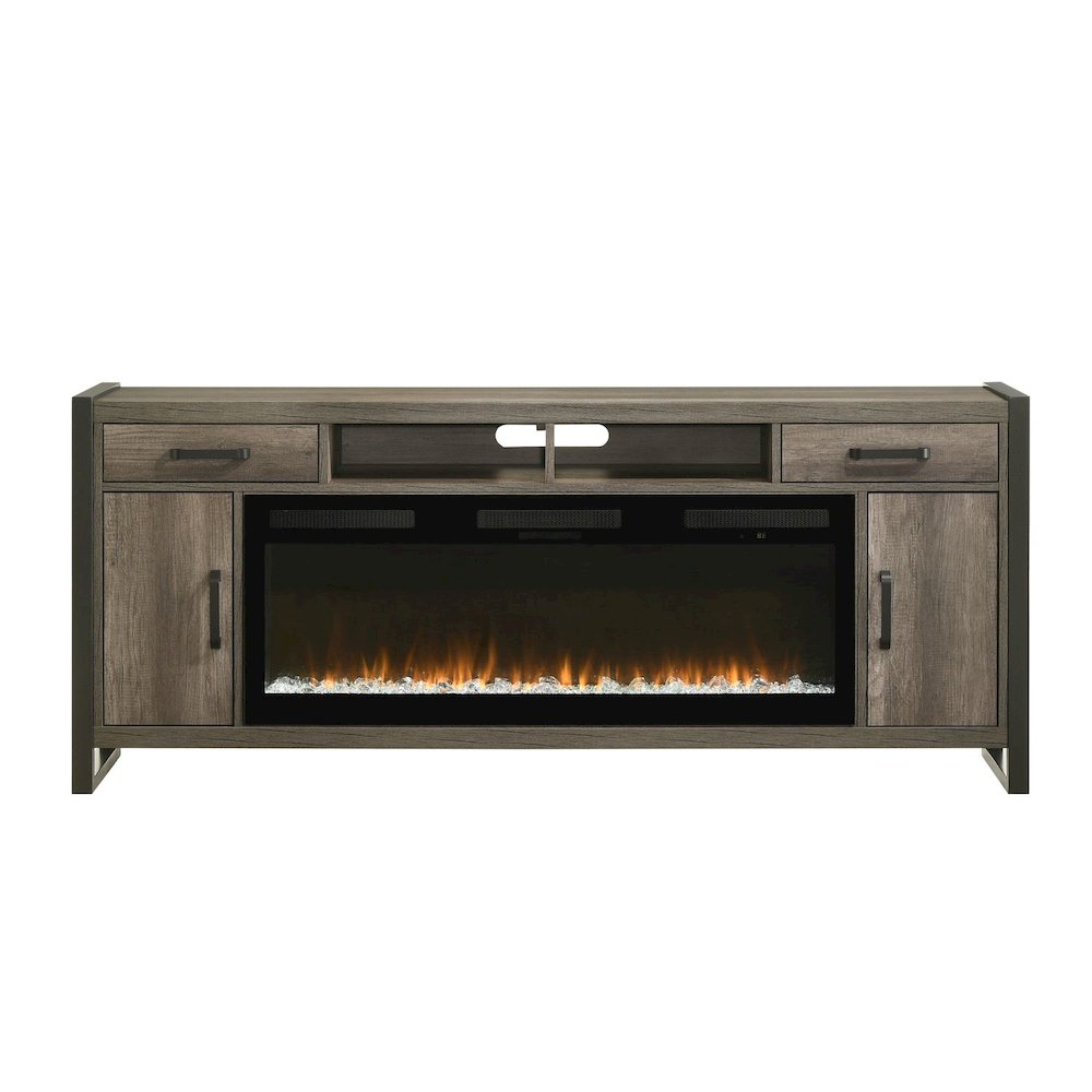 Tanners Creek Heated LED Fireplace TV Consoles 78 Inch - Graystone. Picture 1
