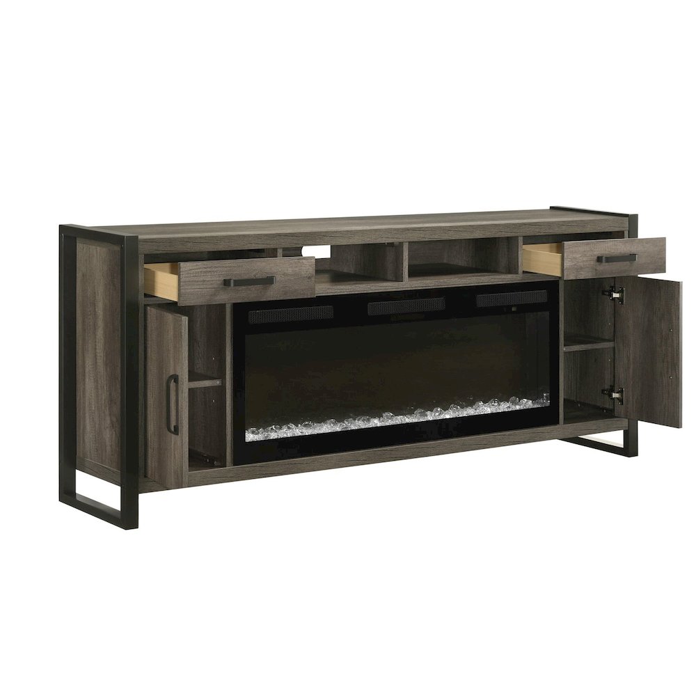 Tanners Creek Heated LED Fireplace TV Consoles 78 Inch - Graystone. Picture 3