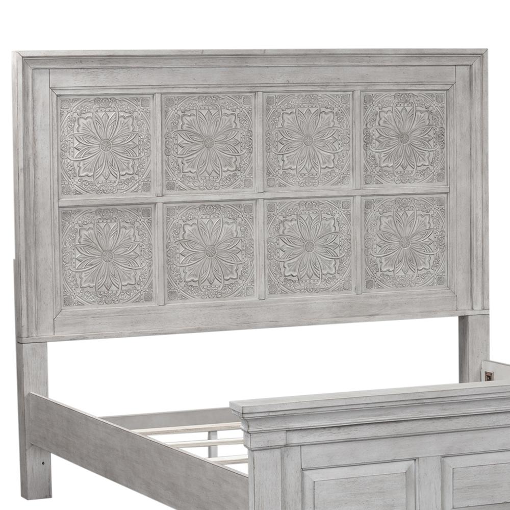 Heartland Queen Decorative Panel Headboard in Antique White w/ Tobacco Top. Picture 3