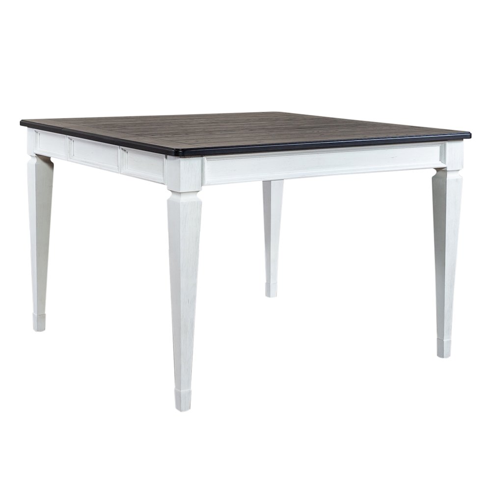 Allyson Park 5 Piece Gathering Table Set - Wirebrushed White w/ Charcoal Tops. Picture 1