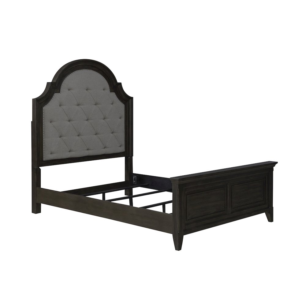 Queen Uph Bed in Rubberwood Solids & Split Heart White Oak Veneers. Picture 1