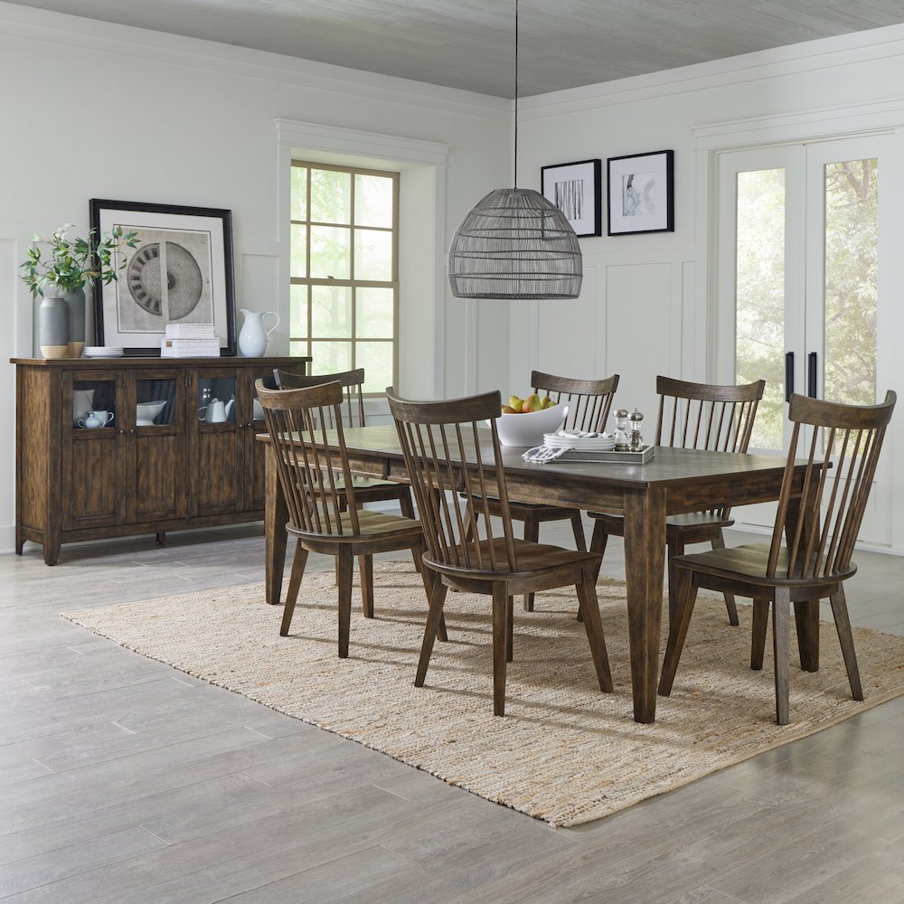 Midland Falls 7 Piece Rectangular Table Set in Rustic Brown color. Picture 1
