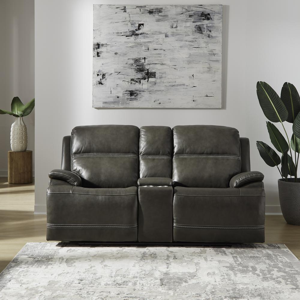 Power Dual Reclining Loveseat w/ Console, Power Headrest and Zero Gravity. Picture 2