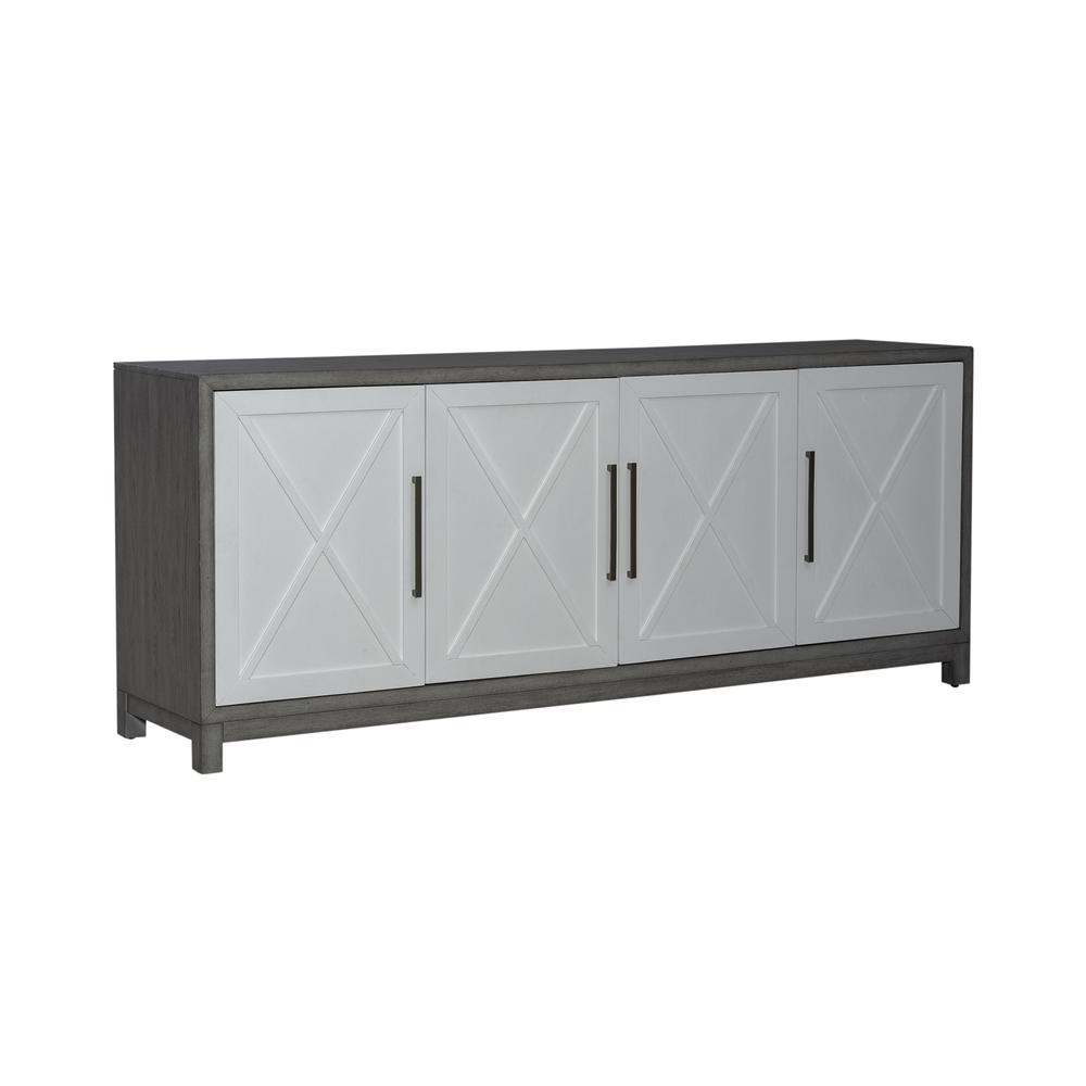 78 Inch TV Console Contemporary White in Two-Tone Shell White. Picture 1
