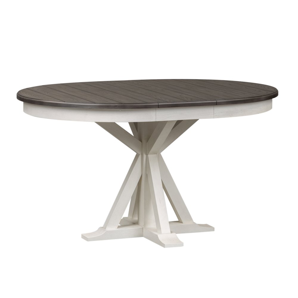 5 Piece Pedestal Table Set in Poplar & Rubberwood Solids w Pine Veneer. Picture 1