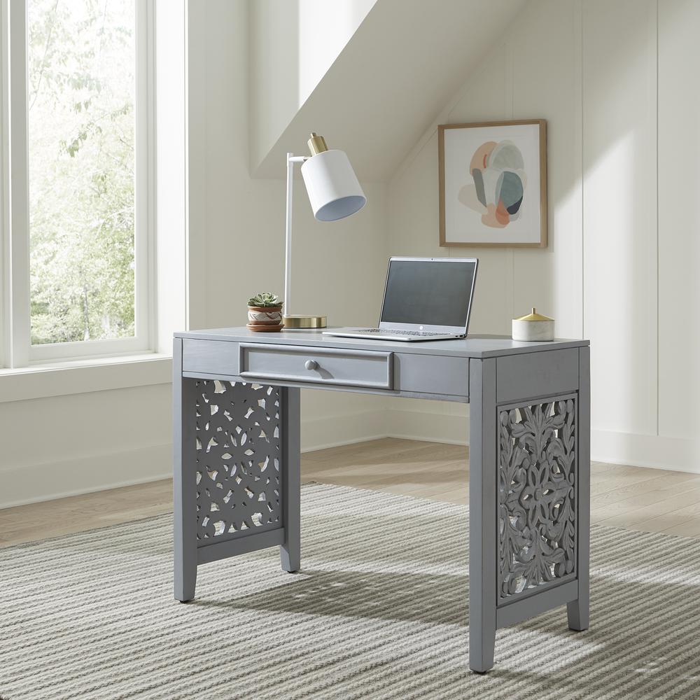 Trellis Lane Accent Writing Desk- Grey. Picture 4