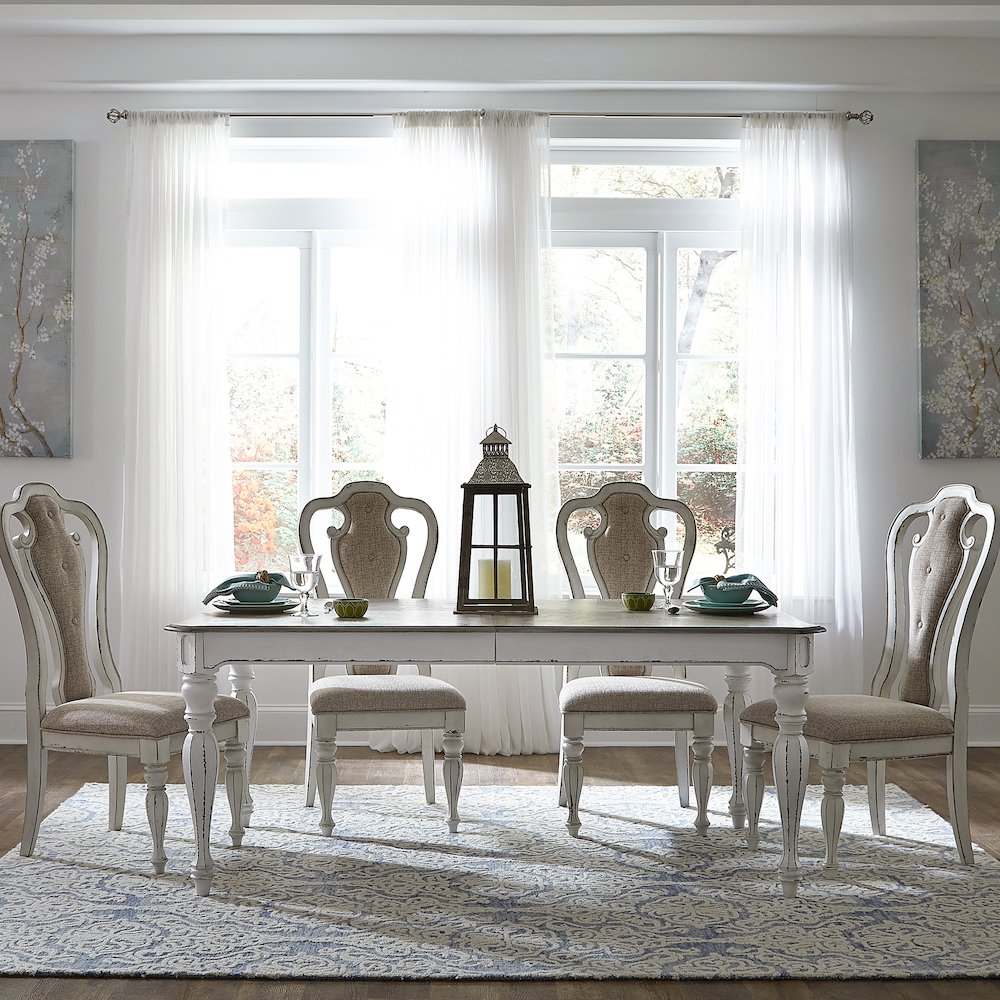 5 Piece Rectangular Table Set in Rubberwood Solids w/ White Oak & Birch Veneers. Picture 8