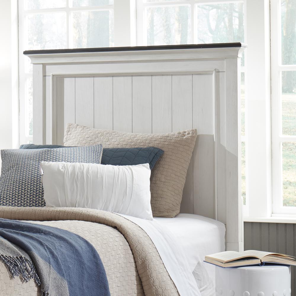 Allyson Park Twin Panel Headboard in Wirebrushed White w/ Charcoal Top. Picture 3