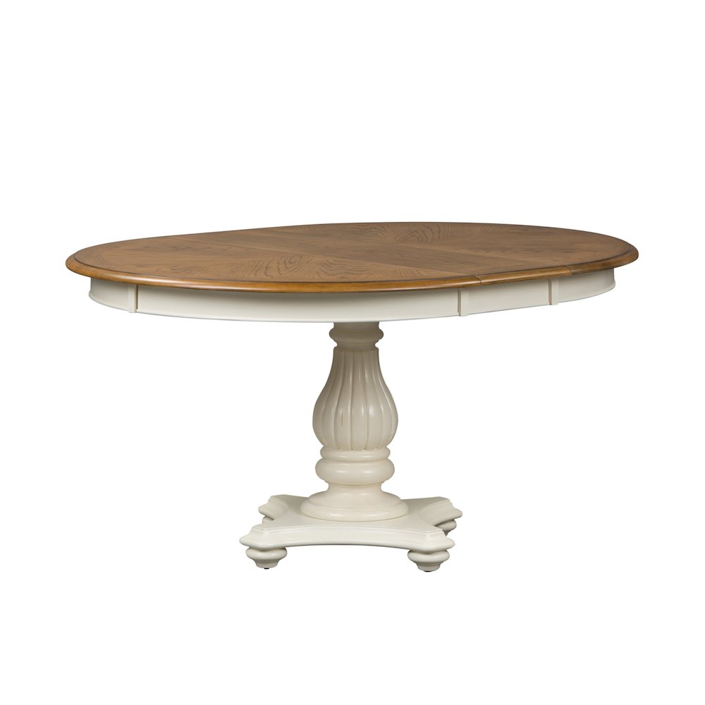 Pedestal Table Set in Rubberwood Solids & White Oak Veneers. Picture 2