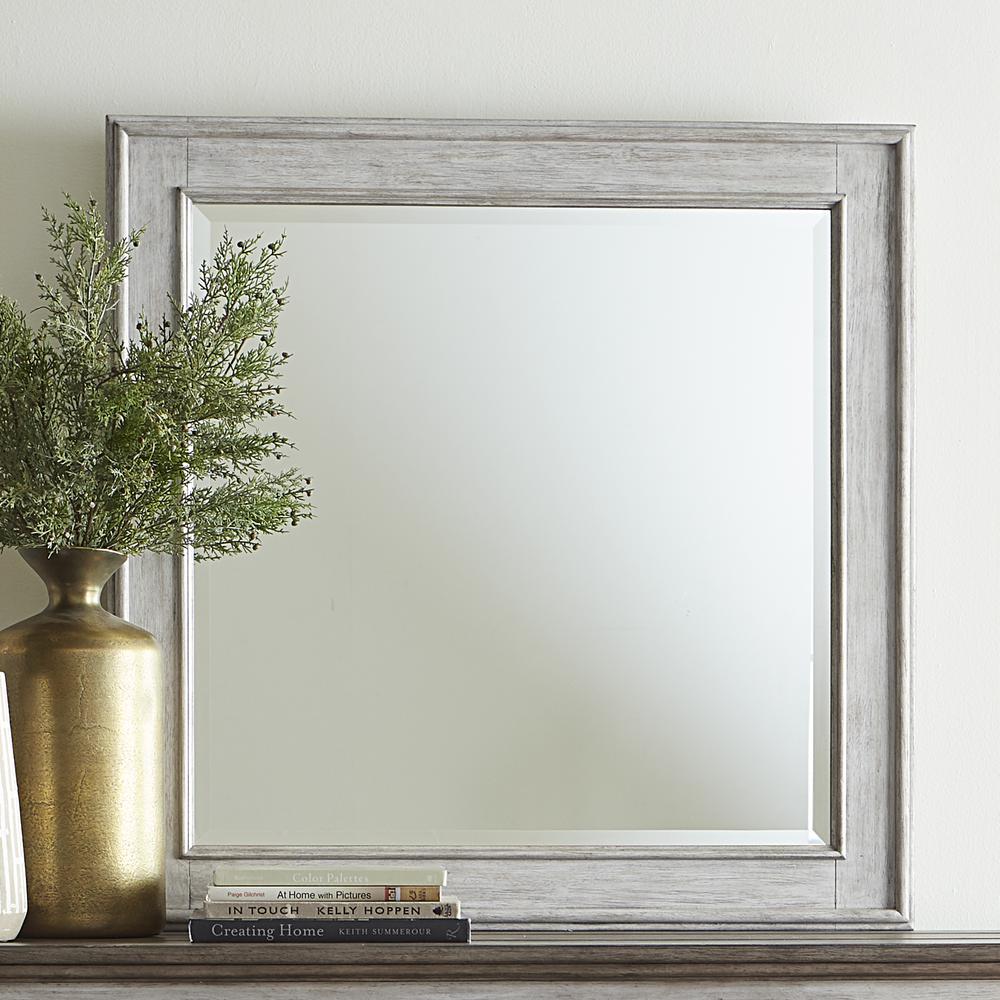 Heartland Landscape Mirror in Antique White w/ Tobacco Top. Picture 2