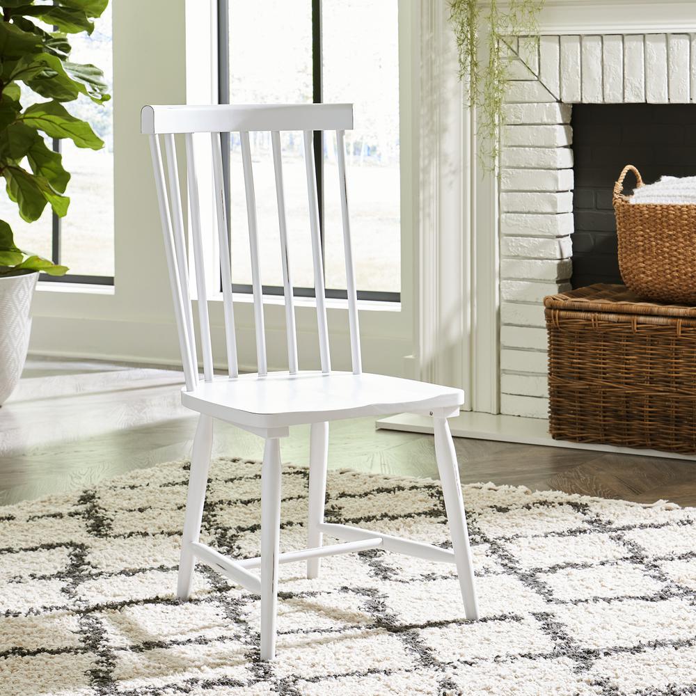 Spindle Back Side Chair - White (RTA). Picture 2